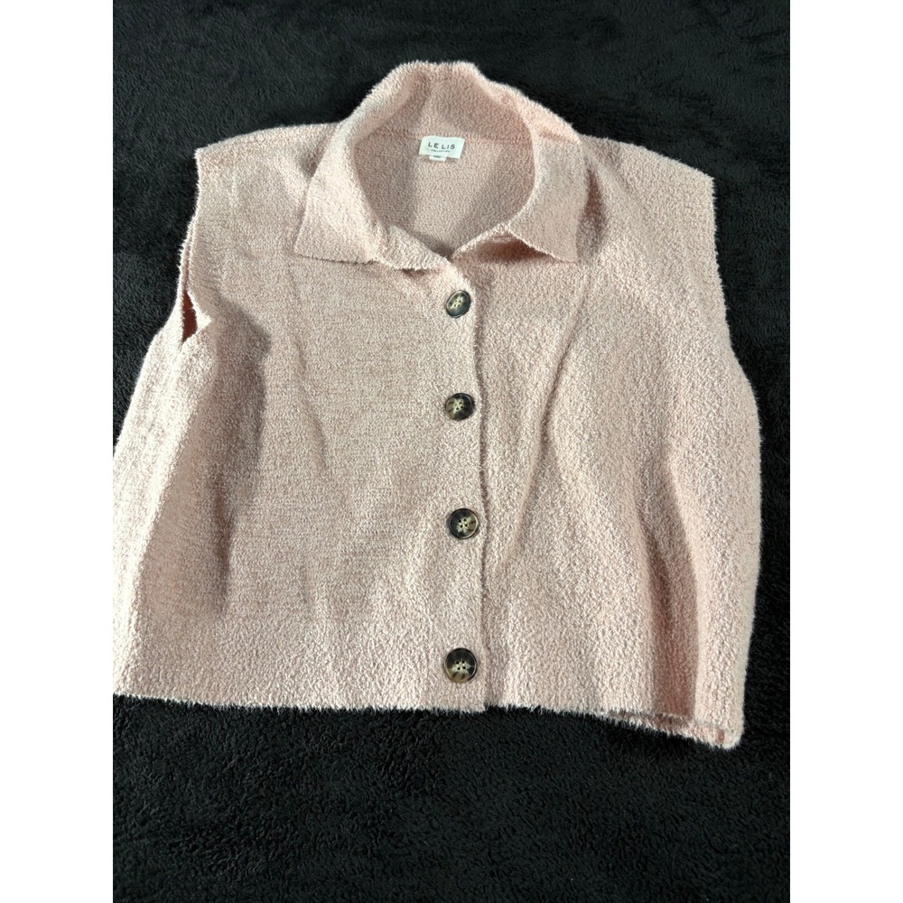 Le Lis Collection Womens Sleeveless Button Down Fuzzy Sweater Vest